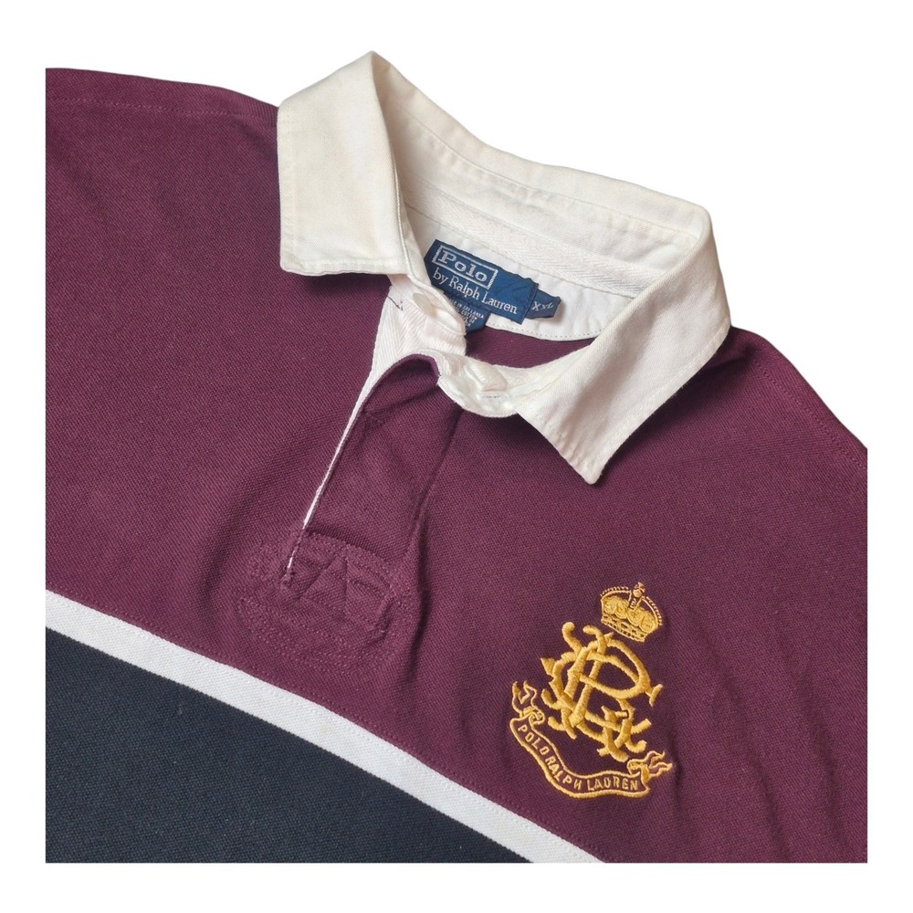 Polo Ralph Lauren Men XXL Rugby Polo Shirt Crest Logo Striped Preppy Heritage